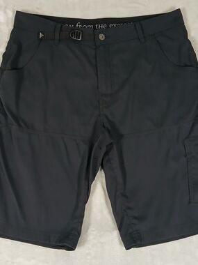 prAna Stretch Zion Cargo Shorts 36 Men's L Black Hiking Climbing Belted